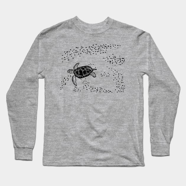 8.3 Million, Ocean Sea Turtle with Microplastic (Black Ink Version) Long Sleeve T-Shirt by LaForma